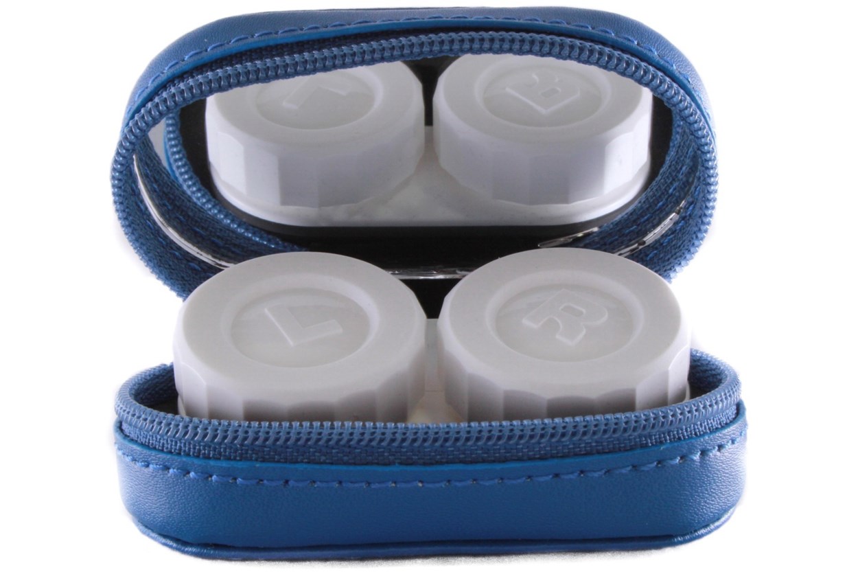 Amcon Leather Contact Lens Cases Blue Cases